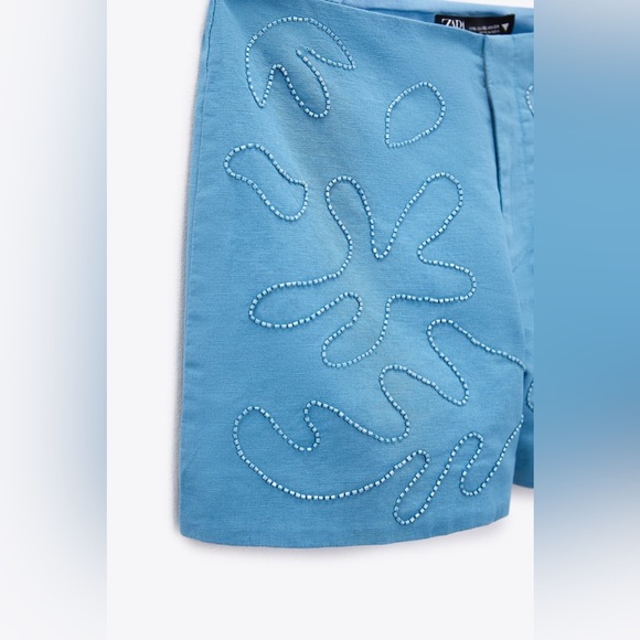Zara Beaded Linen Blend Shorts - Picture 14 of 15